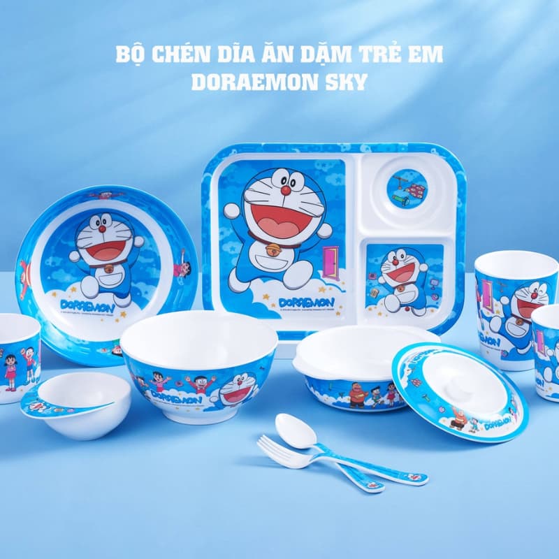 Bộ chén ăn dặm trẻ em Doraemon Sky thương hiệu Superware