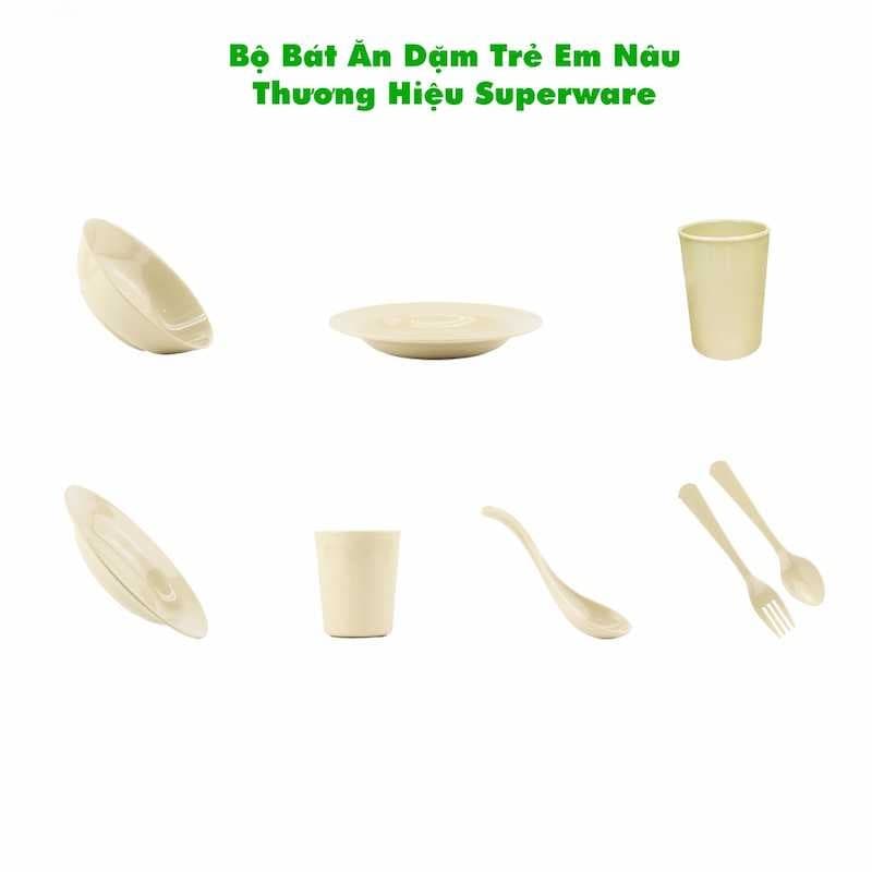 Bộ bát ăn dặm trẻ em Nâu thương hiệu Superware