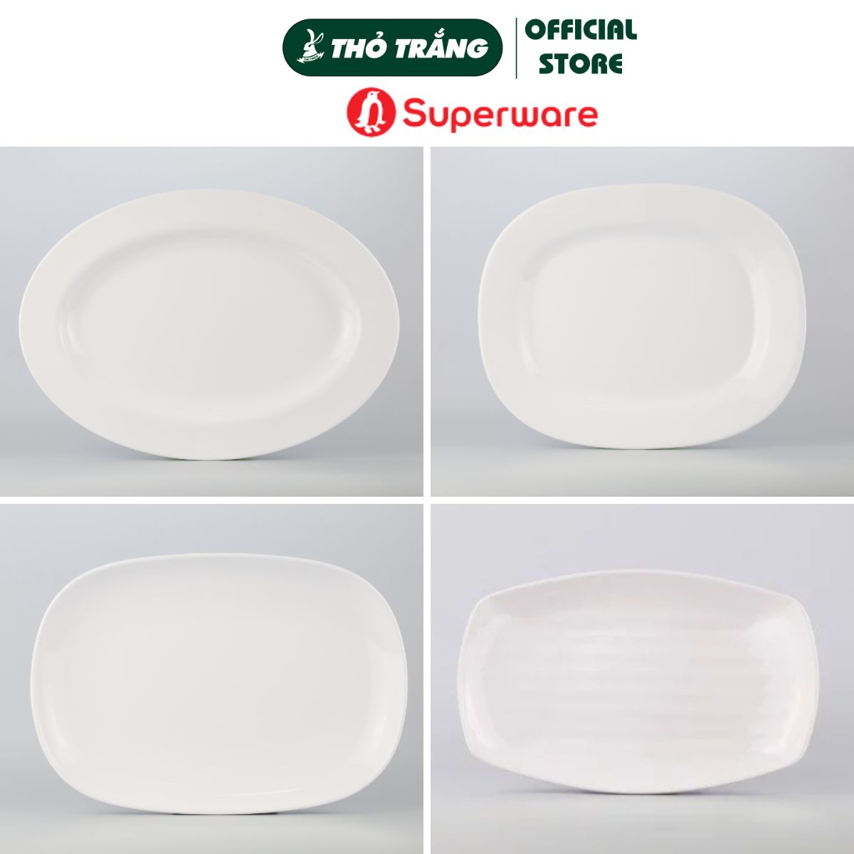 Dĩa oval trắng Superware