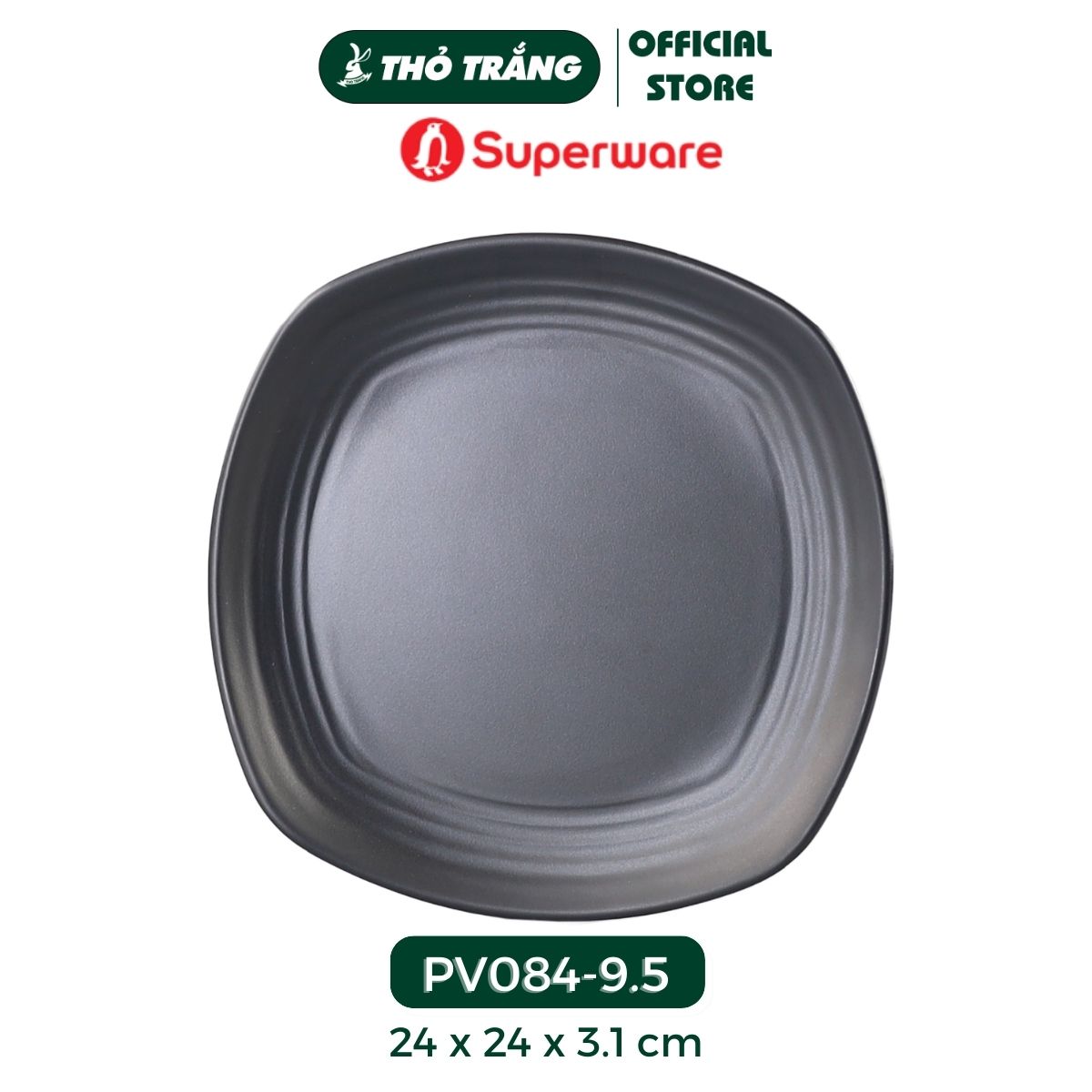 Dĩa Vuông Nhựa Melamine Màu Đen Thương Hiệu Superware