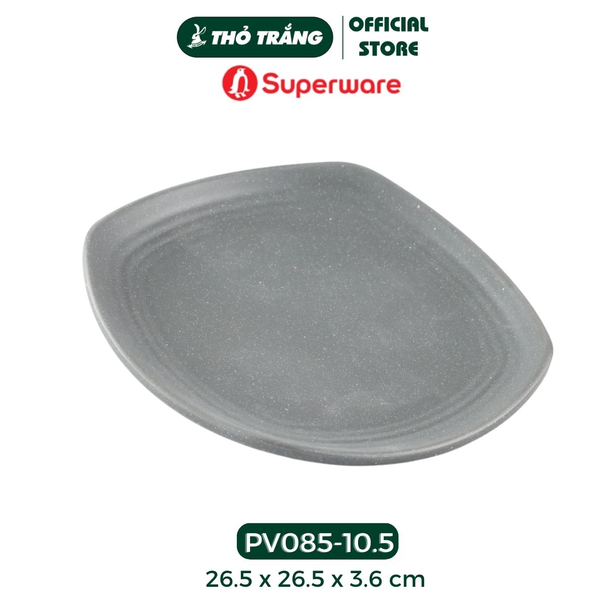 Dĩa vuông nhựa Melamine màu xám nhám thương hiệu Superware