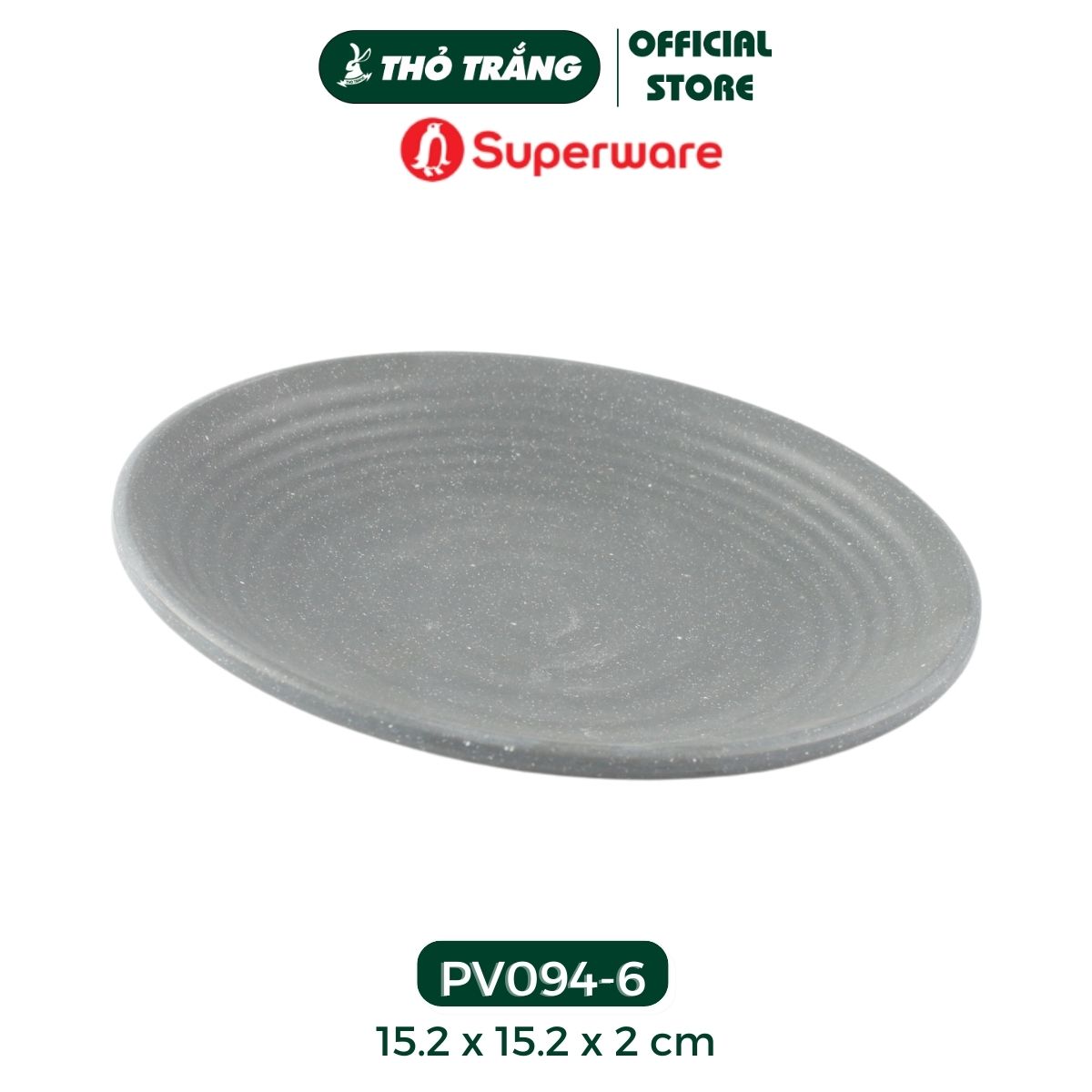 Dĩa tròn dày nhựa Melamine màu xams nhám thương hiệu Superware