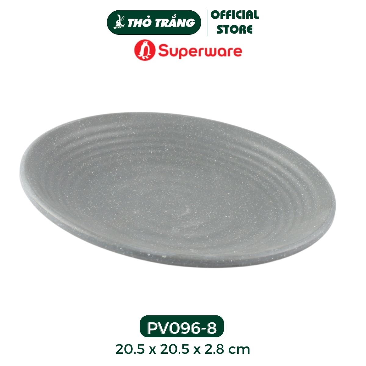 Dĩa tròn dày nhựa Melamine màu xams nhám thương hiệu Superware
