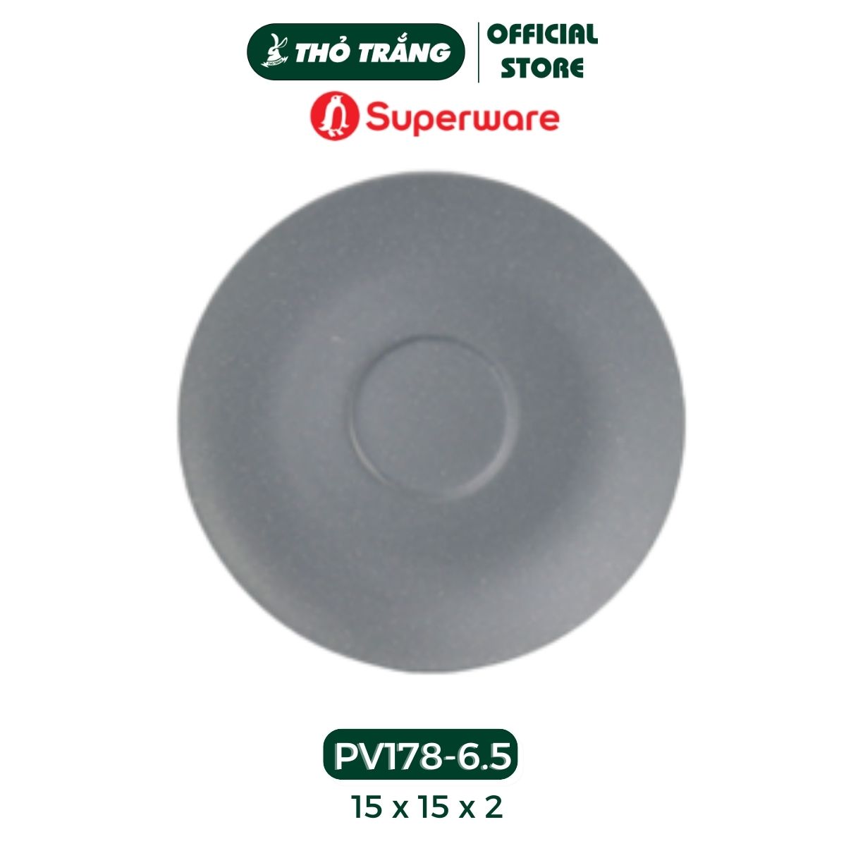 Dĩa tròn dày nhựa Melamine màu xams nhám thương hiệu Superware