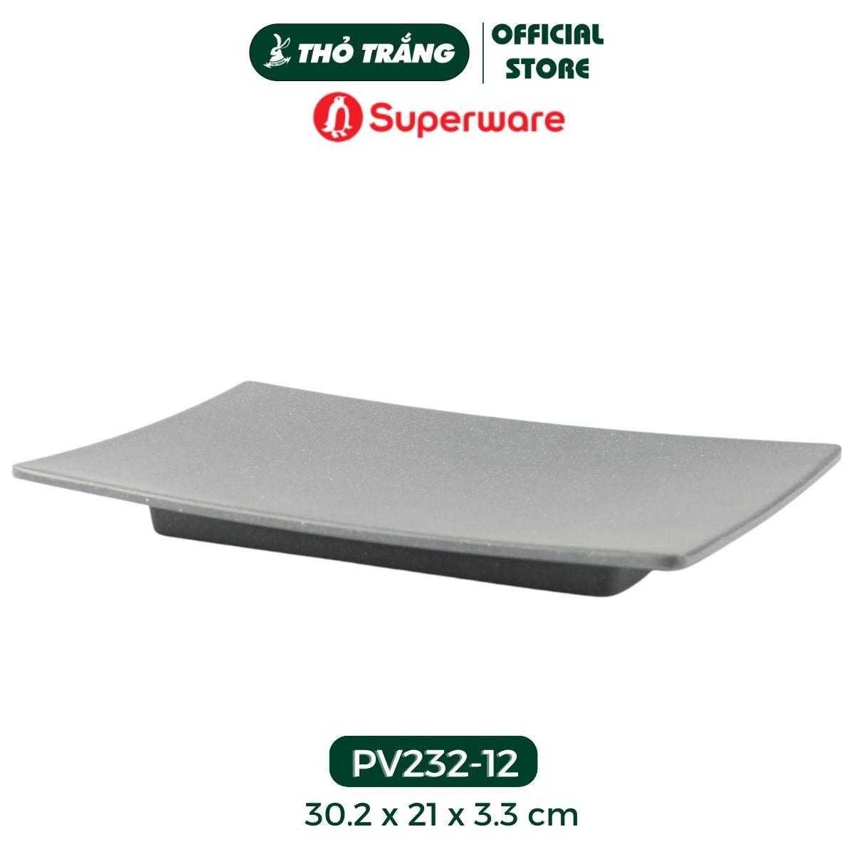 Dĩa chữ nhật nhựa Melamine màu xanh đá thương hiệu Superware