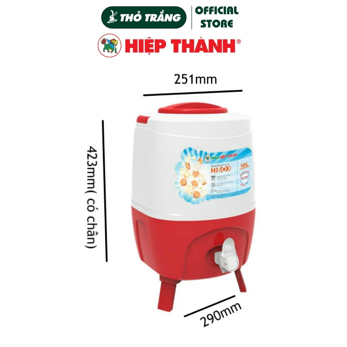 Bình đá giữ nhiệt Hibox 10L có vòi Nhựa Hiệp Thành 530HI