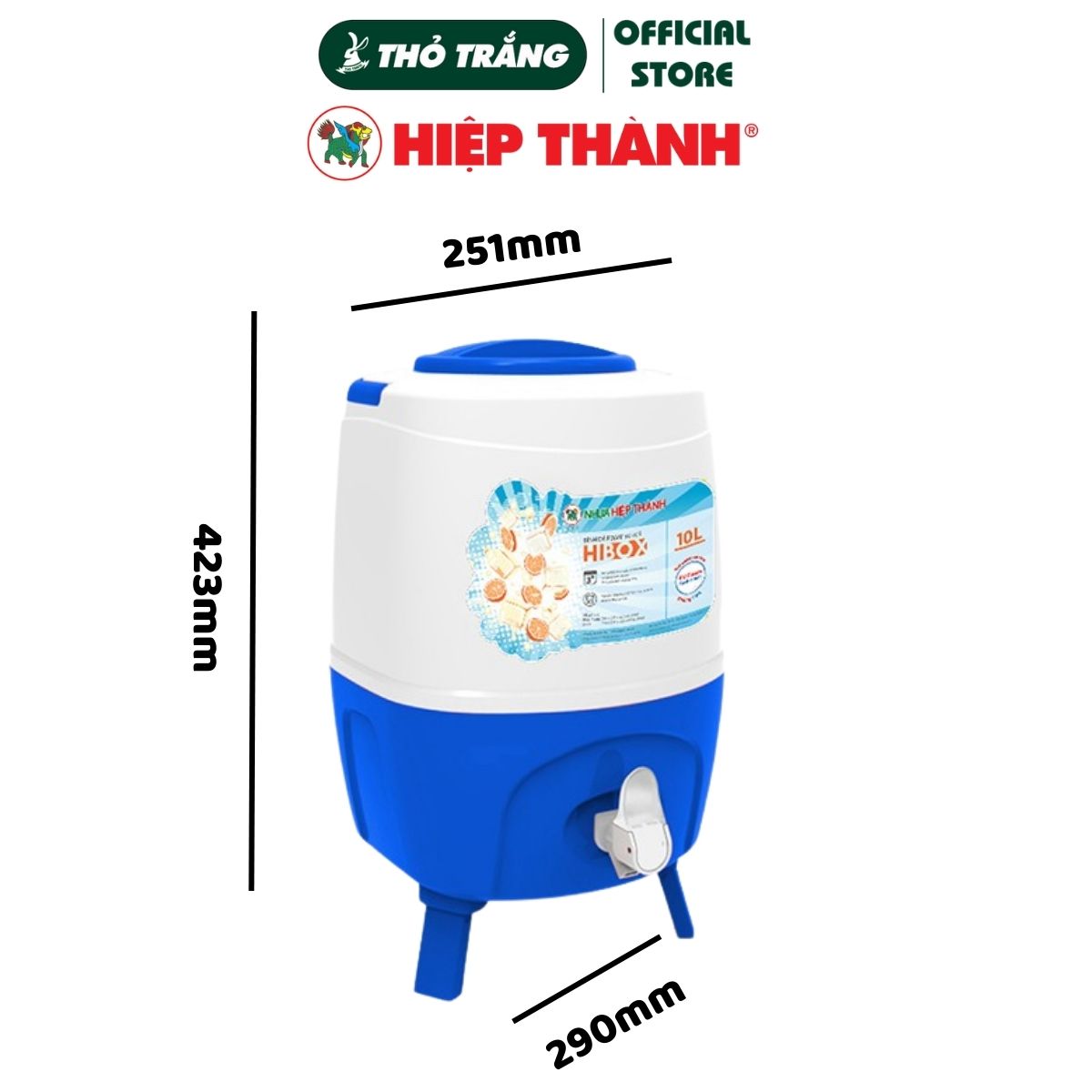 Bình đá giữ nhiệt Hibox 10L có vòi Nhựa Hiệp Thành 530HI
