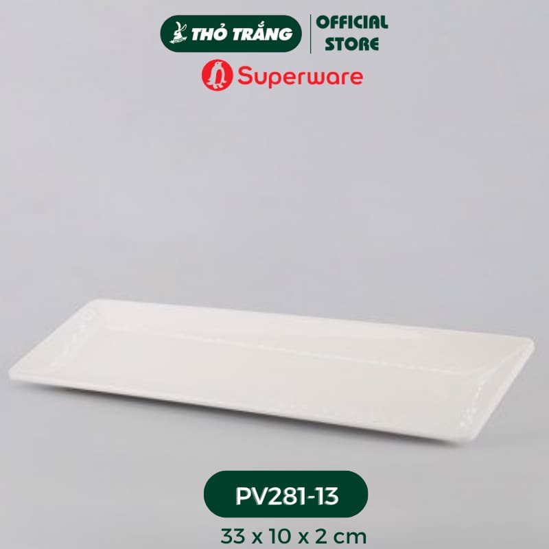 Dĩa chữ nhật trắng- Porceline