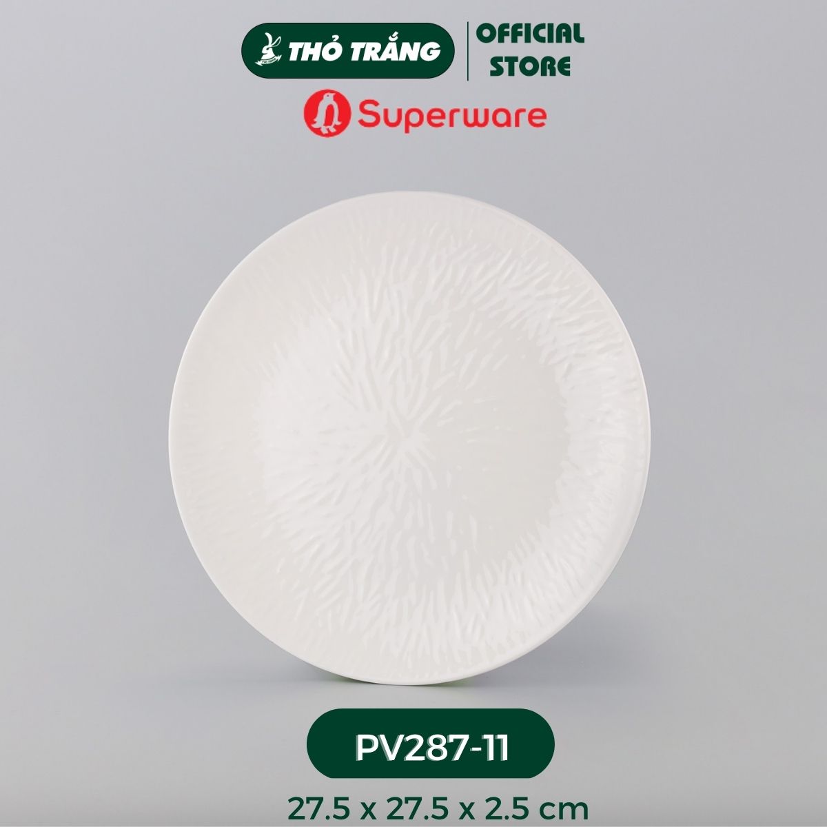 Dĩa tròn nhựa Melamine màu trắng sứ-Porceline