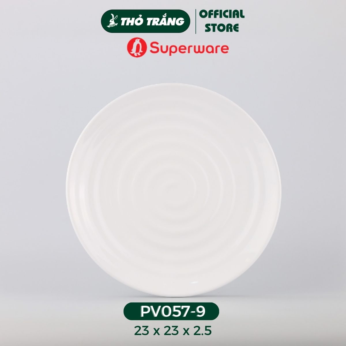 Dĩa tròn có vân dày nhựa Melamine màu trắng thương hiệu Superware