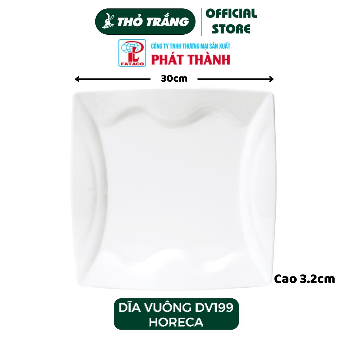 Dĩa vuông màu trắng giả sứ Horeca nhựa Melamine thương hiệu Fataco Việt Nam