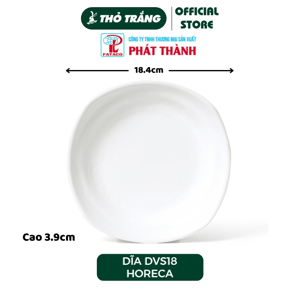 Dĩa vuông màu trắng giả sứ Horeca nhựa Melamine thương hiệu Fataco Việt Nam