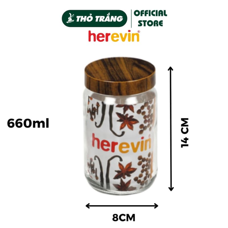 Hũ Thủy Tinh Herevin Tròn Trơn 425ml, 660ml,1L