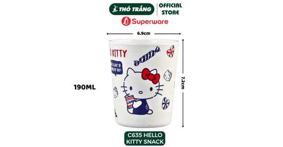 Bộ chén dĩa ăn dặm trẻ em hoa văn Hello Kitty Snacks Superware