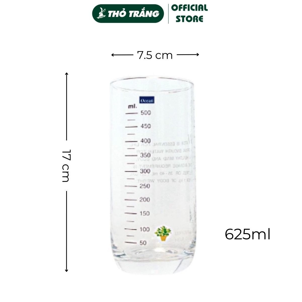 Ly thủy tinh Ocean chia vạch Top Drink 625ml thương hiệu Ocean