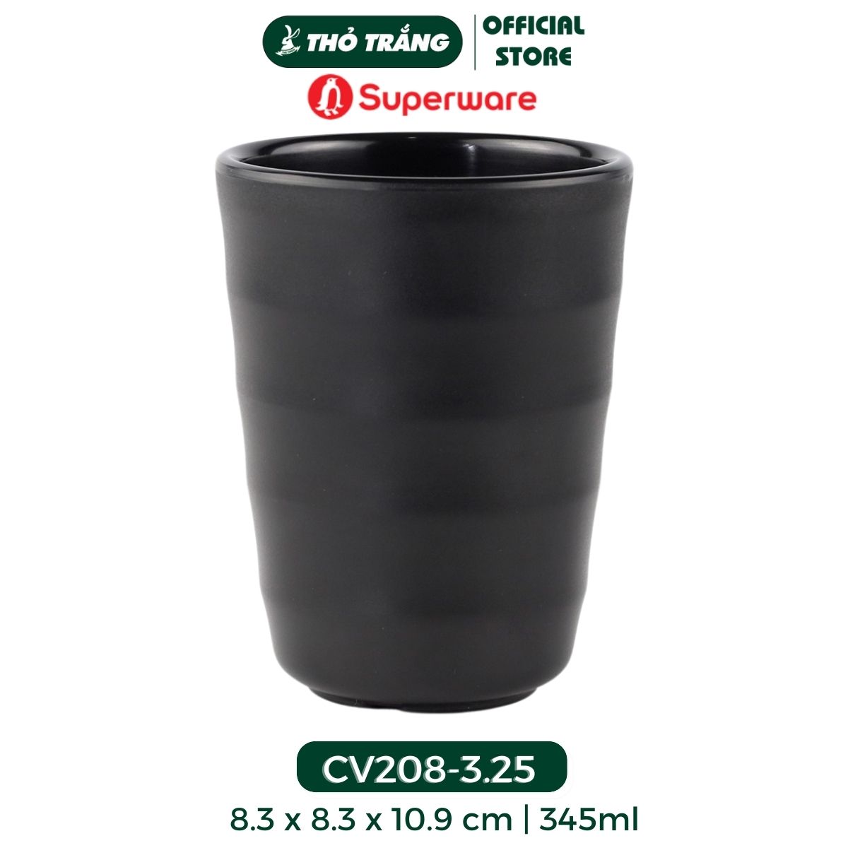 Ly Nhám Xoắn Cao CV208 dung tích 345ml nhựa Melamine thương hiệu Superware