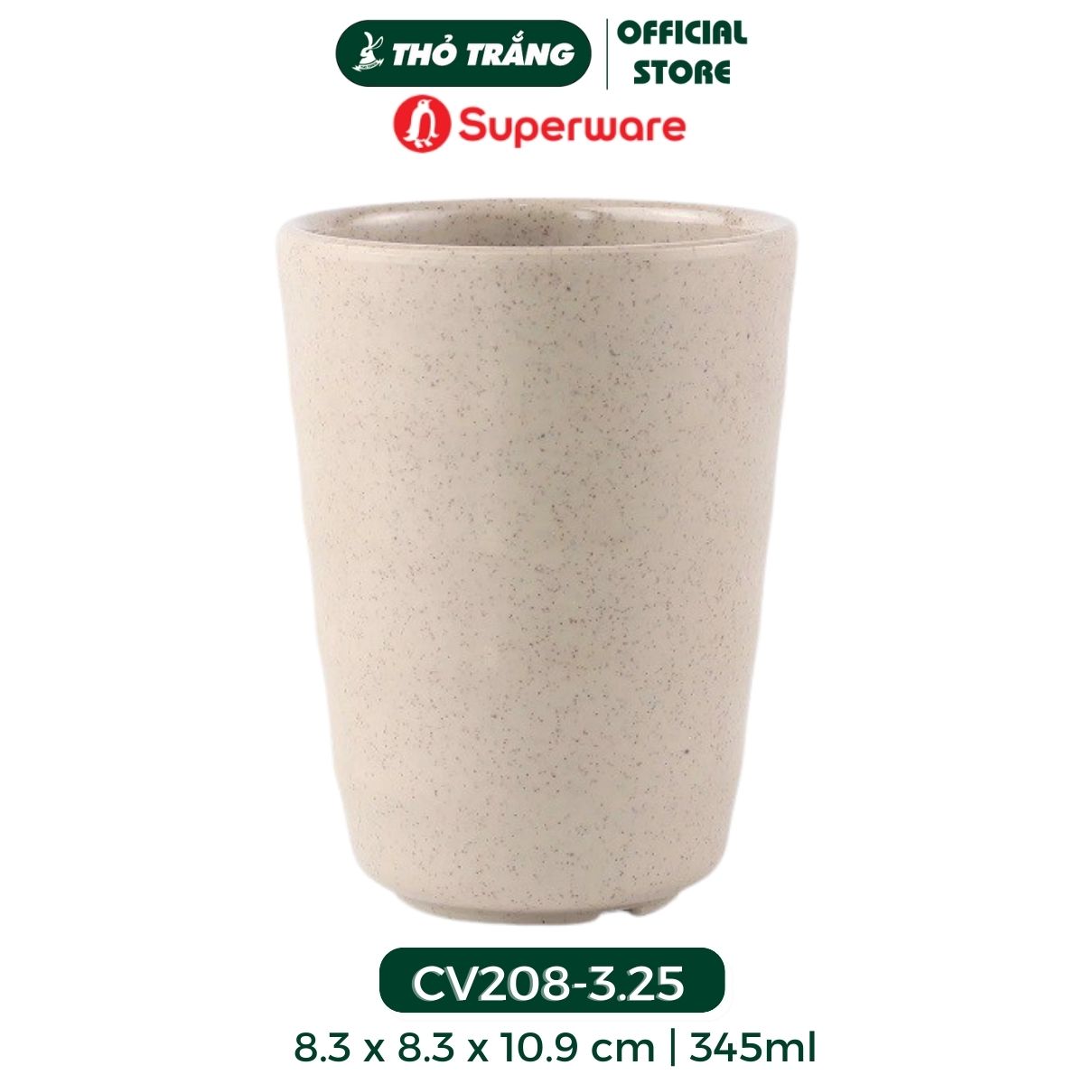 Ly Nhám Xoắn Cao CV208 dung tích 345ml nhựa Melamine thương hiệu Superware
