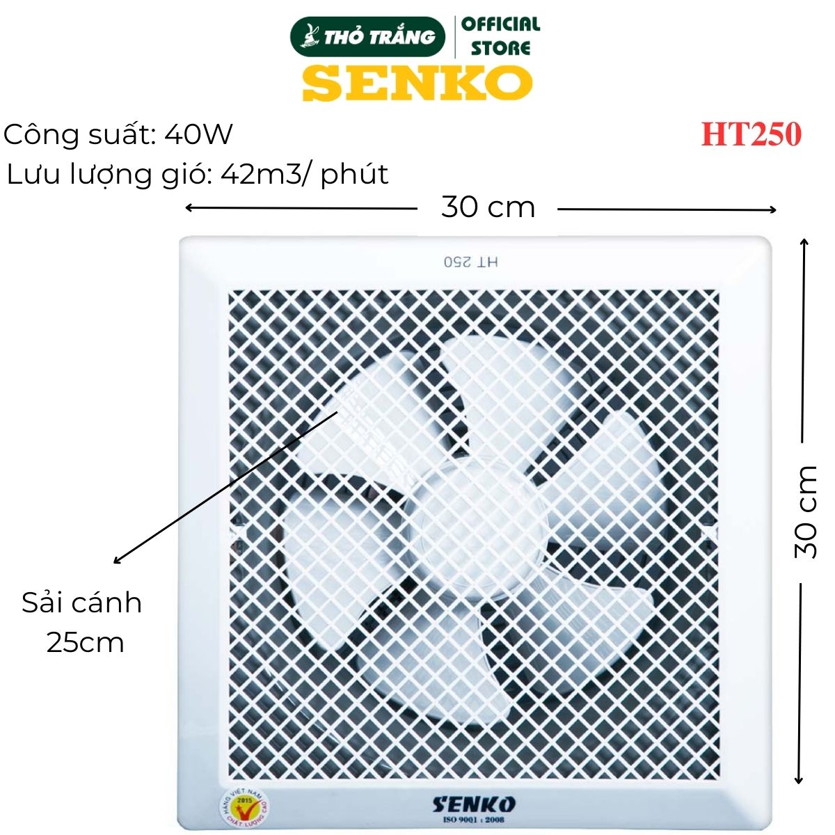 Quạt hút trần HT150, HT200, HT250 thương hiệu SENKO cao cấp (Giao màu ngẫu nhiên)
