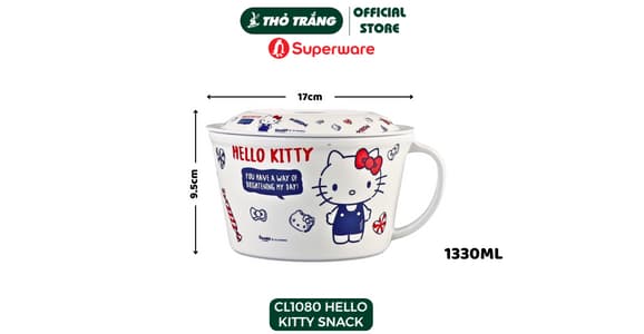 Bộ chén dĩa ăn dặm trẻ em hoa văn Hello Kitty Snacks Superware