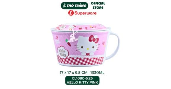Bộ chén dĩa dễ thương Hello Kitty Pink cao cấp cho trẻ Superware
