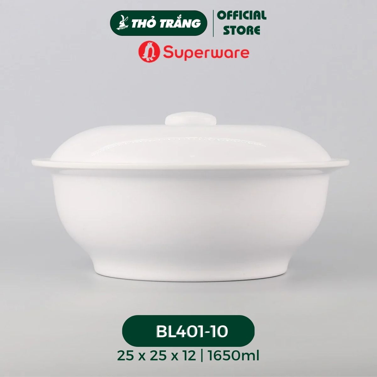 Thố nhựa Melamine màu trắng thương hiệu Superware