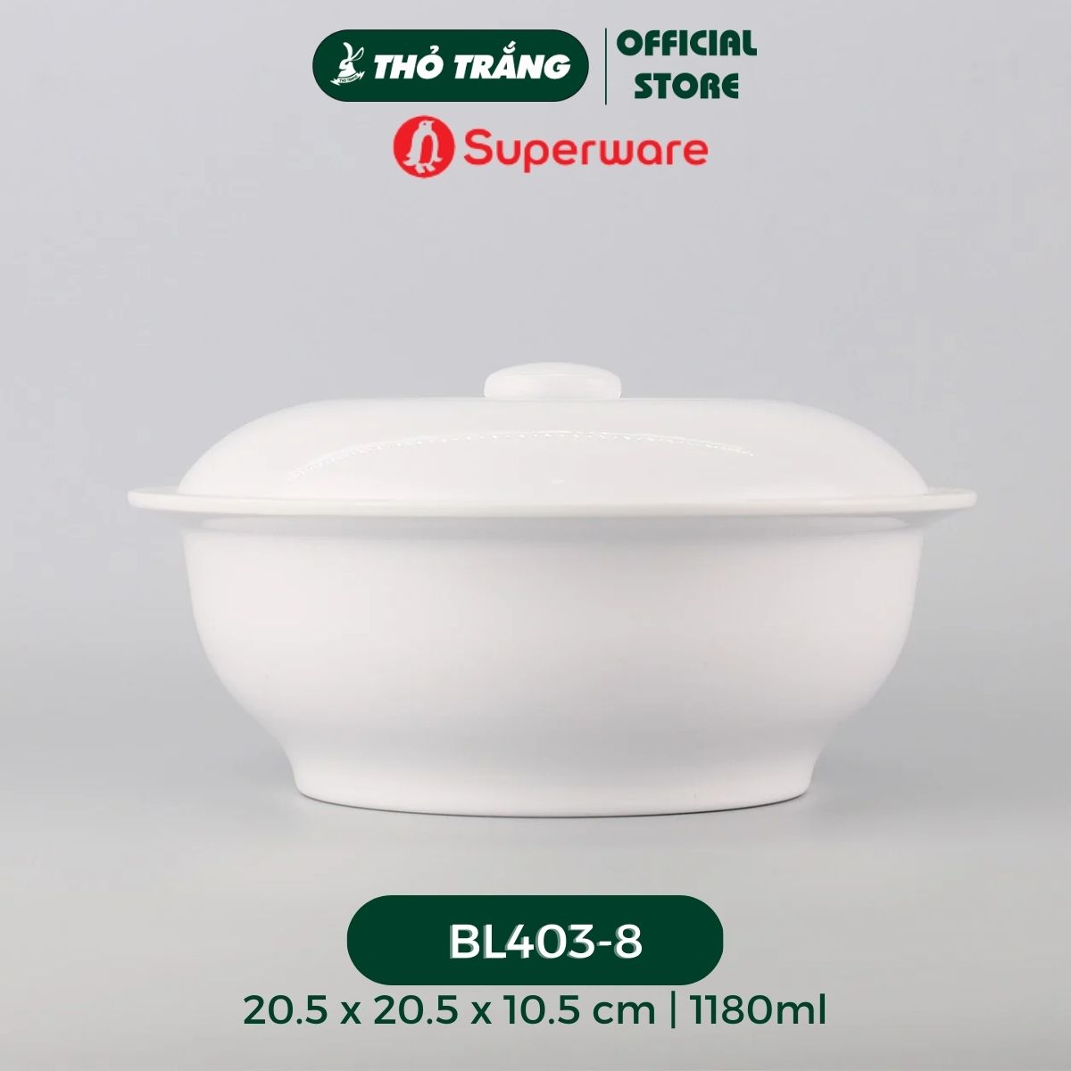 Thố nhựa Melamine màu trắng thương hiệu Superware