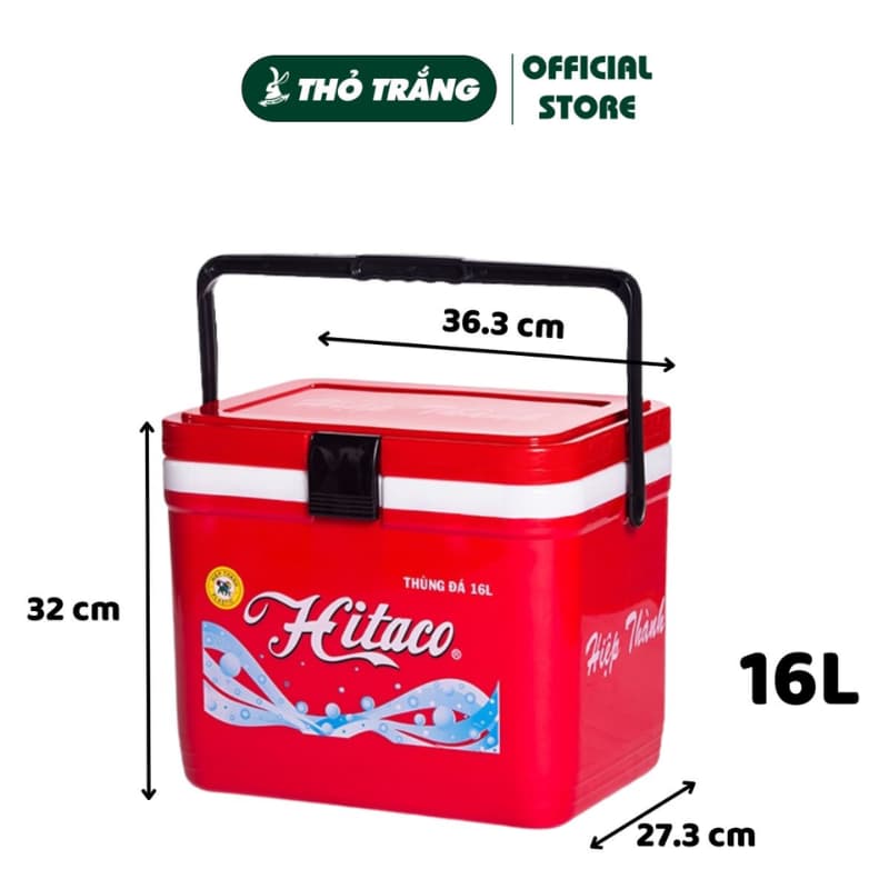 Thùng đá vuông 8L, 16L nhựa Hiệp Thành có tay cầm, nắp cài