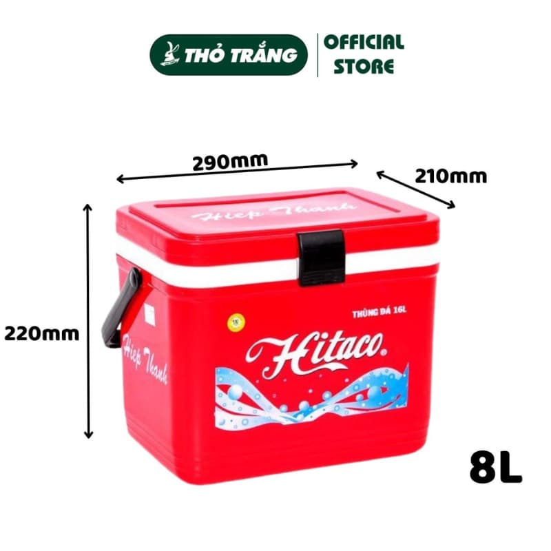 Thùng đá vuông 8L, 16L nhựa Hiệp Thành có tay cầm, nắp cài