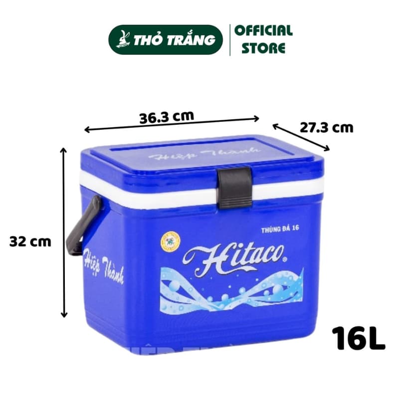 Thùng đá vuông 8L, 16L nhựa Hiệp Thành có tay cầm, nắp cài